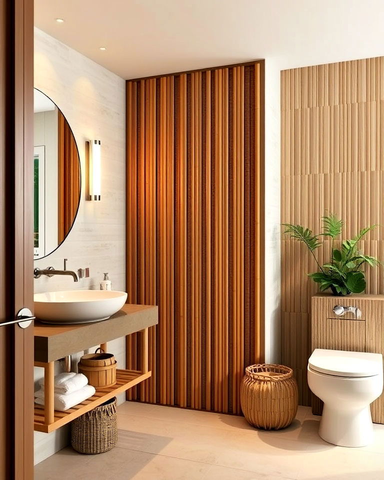 eco friendly bamboo panels partition - 20 Bathroom Partition Ideas