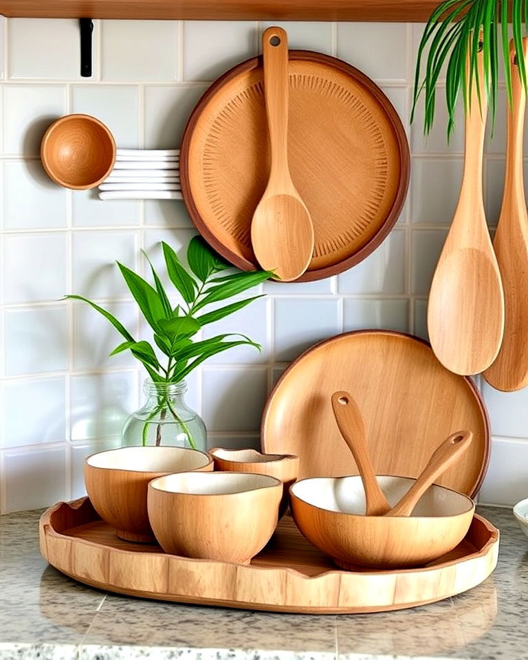 eco friendly coconut shell accessories - 20 Tropical Kitchen Ideas