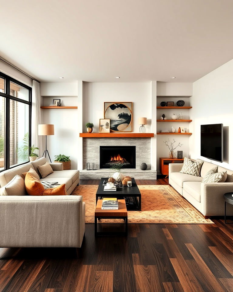 eco friendly dark brown cork flooring - 30 Dark Brown Floor Living Room Ideas