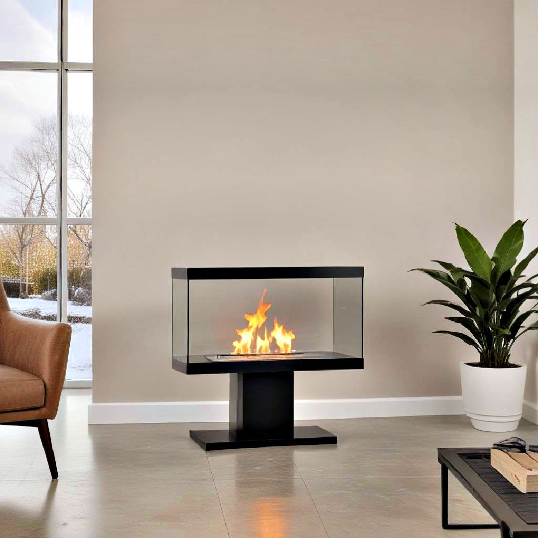 eco friendly freestanding ethanol fireplace - 40 Modern Fireplace Ideas