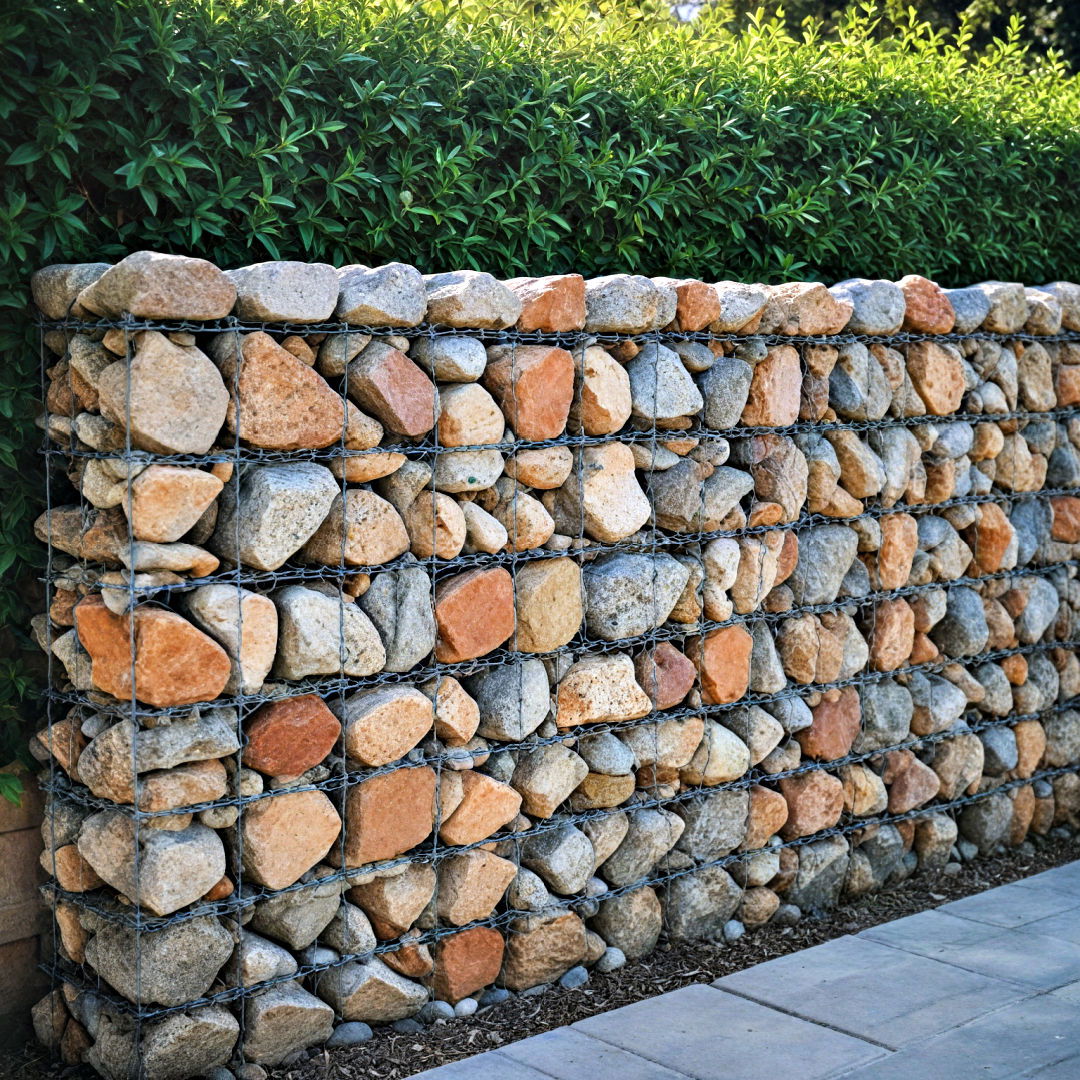 eco friendly gabion wall backyard privacy - 30 Backyard Privacy Ideas