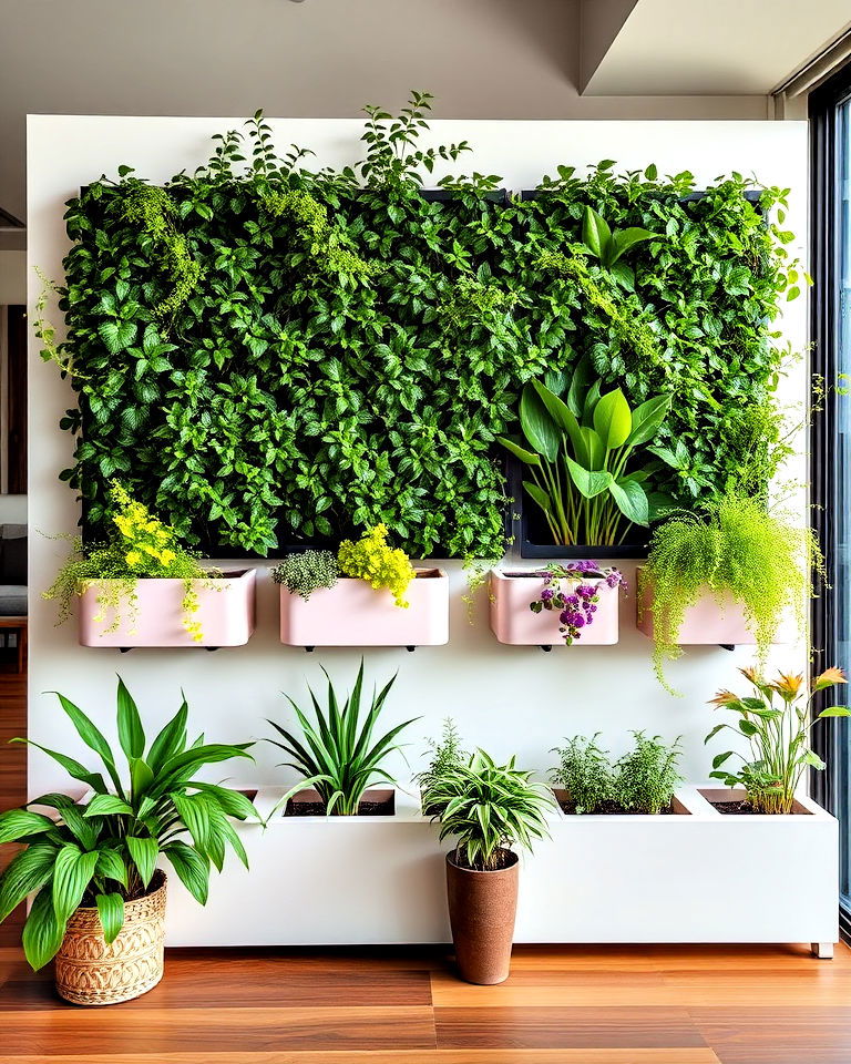 eco friendly half wall with built in planters - 30 Half Wall Ideas
