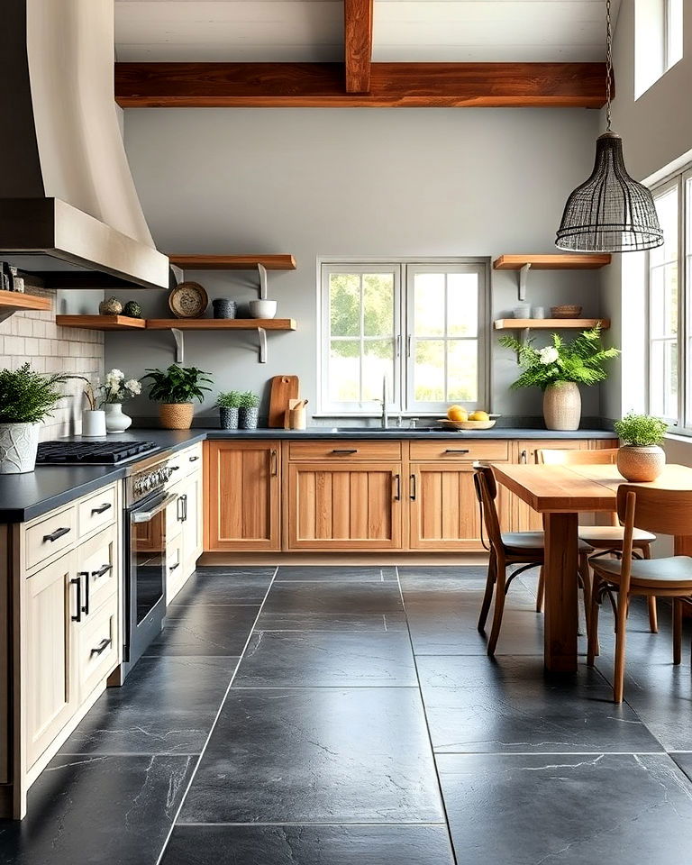 eco friendly kitchen with slate floor ideas - 20 Kitchens With Slate Floors