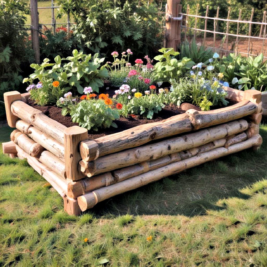 eco friendly log garden bed - 40 Raised Garden Bed Ideas
