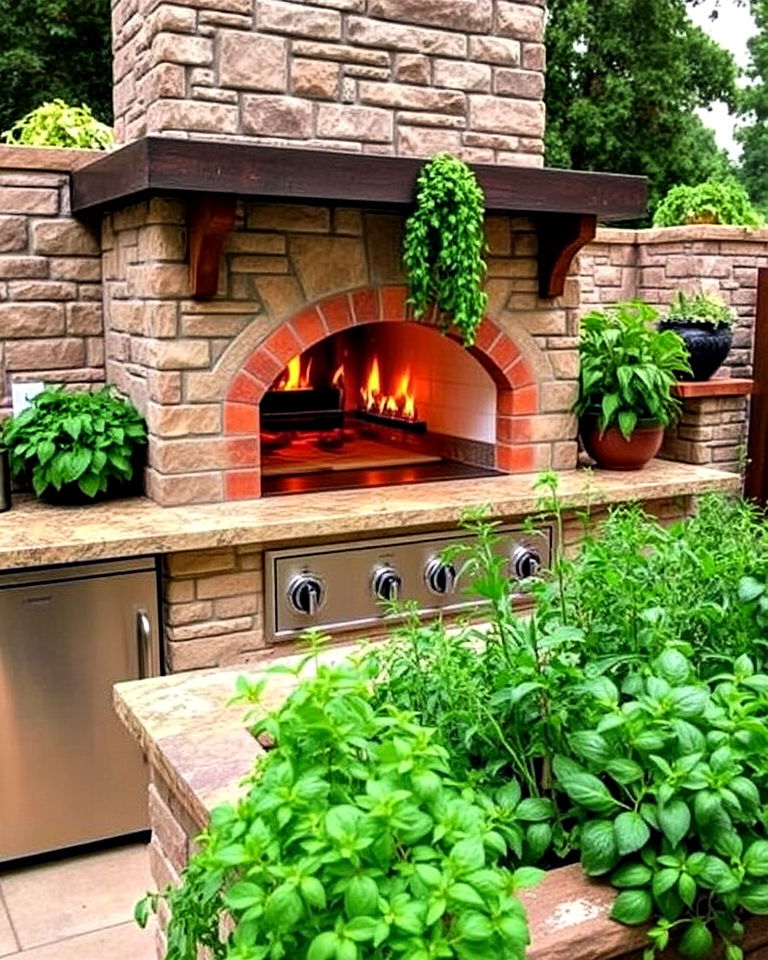 eco friendly outdoor kitchen with herb garden - 20 Outdoor Kitchen With Pizza Oven