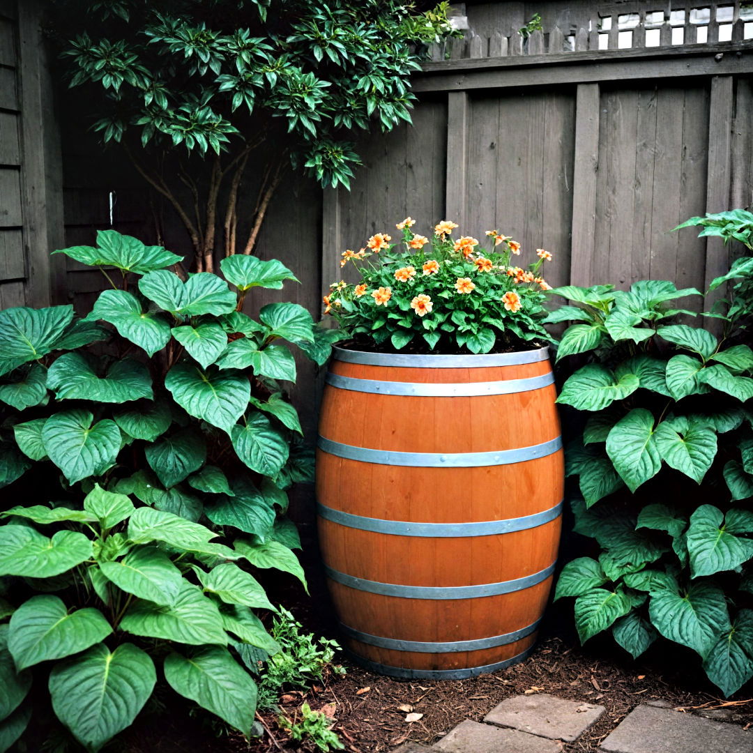eco friendly rain barrel - 40 Front Yard Landscaping Ideas