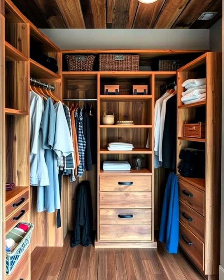 eco friendly reclaimed wood closet system - 30 Open Closet Ideas