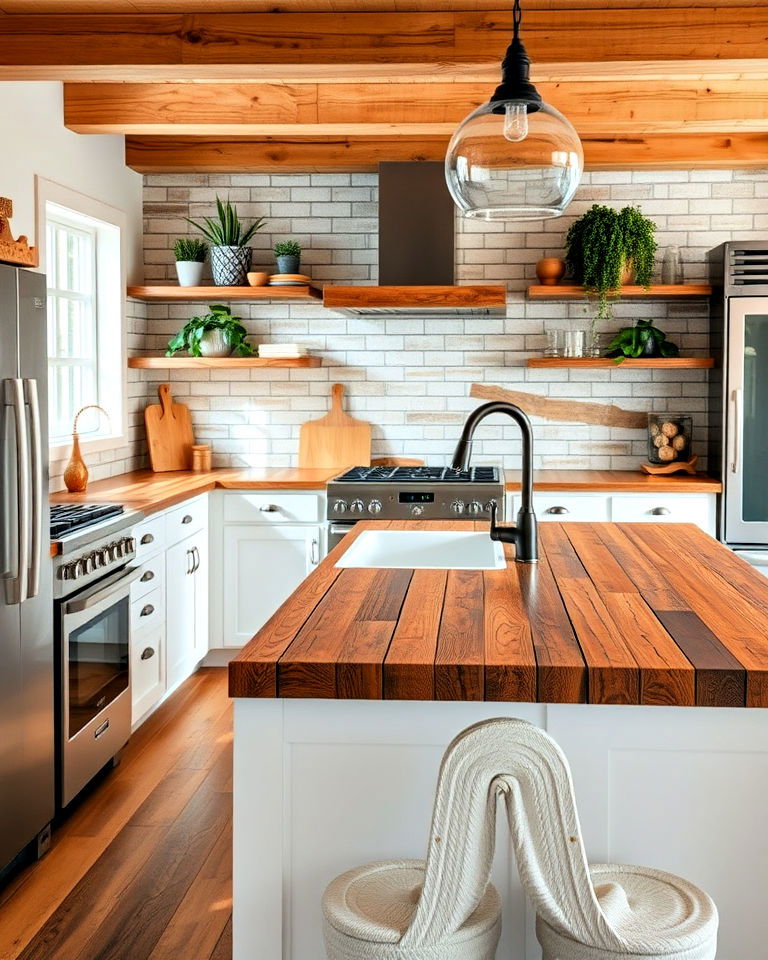 eco friendly reclaimed wood countertops for kitchen - 40 Kitchen Countertop Ideas