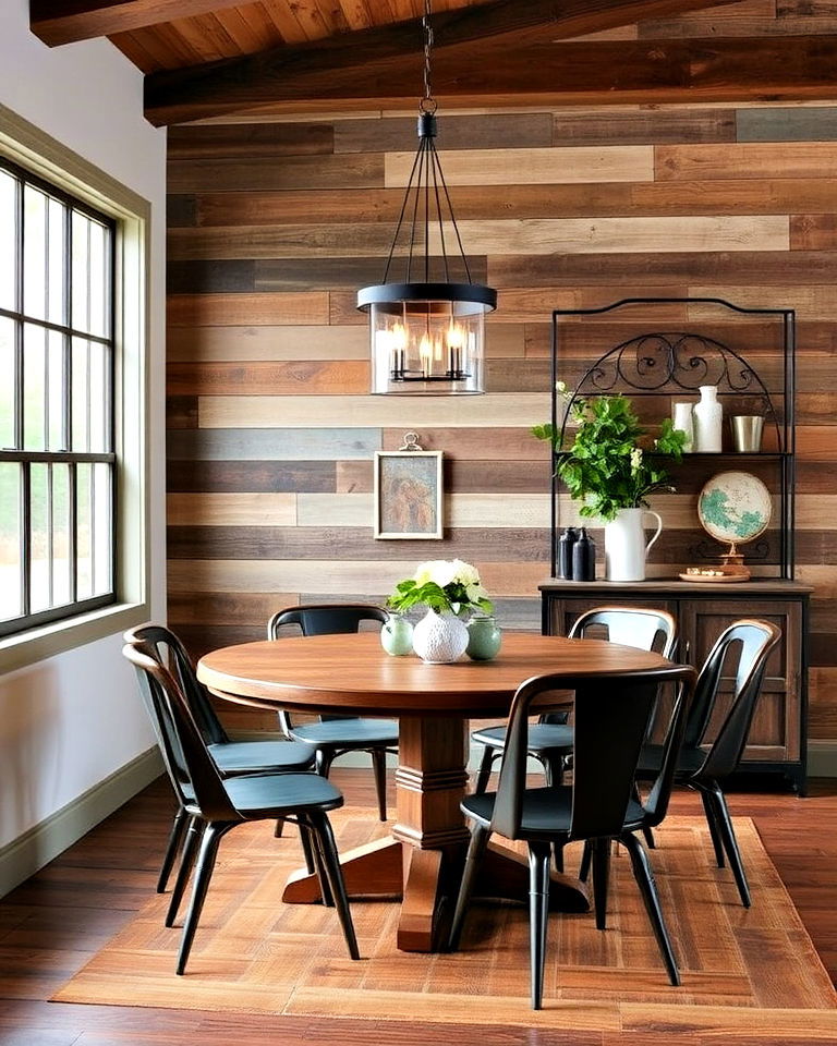 eco friendly reclaimed wood paneling - 25 Dining Room Wall Paneling Ideas