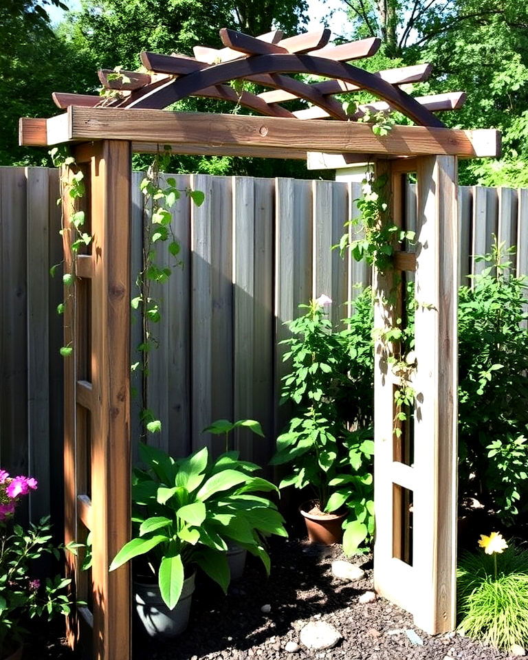 eco friendly recycled arbor for garden - 40 Garden Arbor Ideas