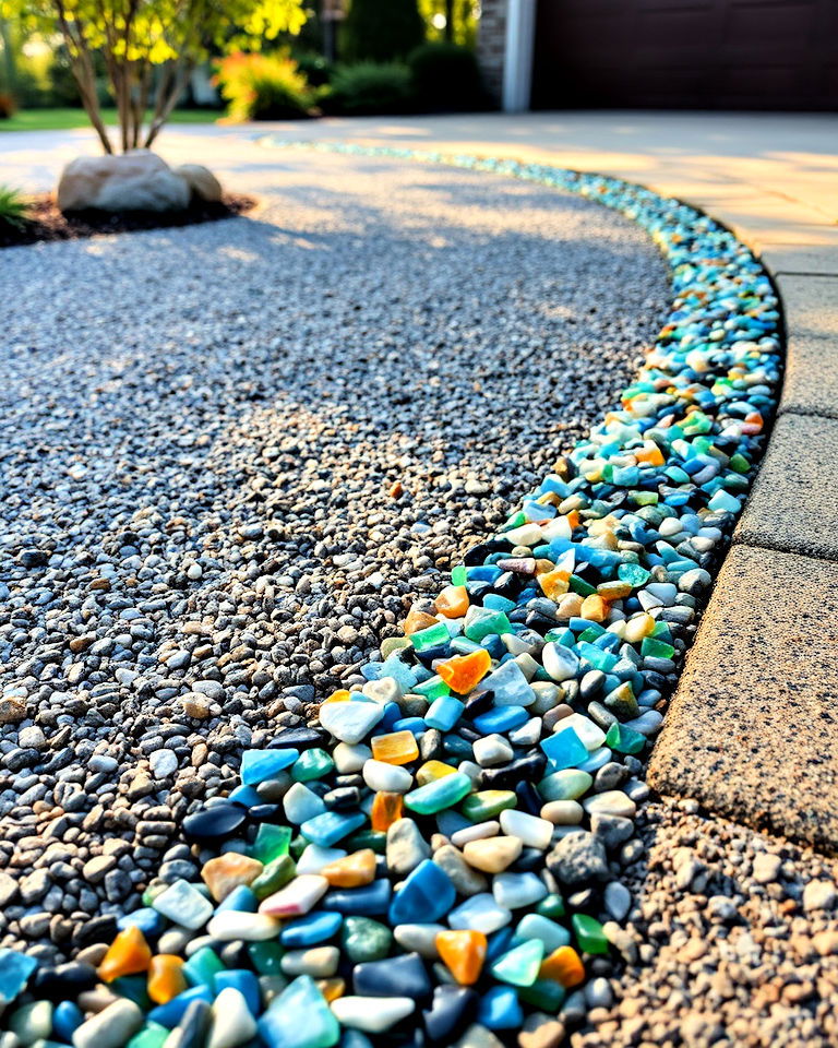 eco friendly recycled glass gravel edging - 25 Gravel Driveway Edging Ideas