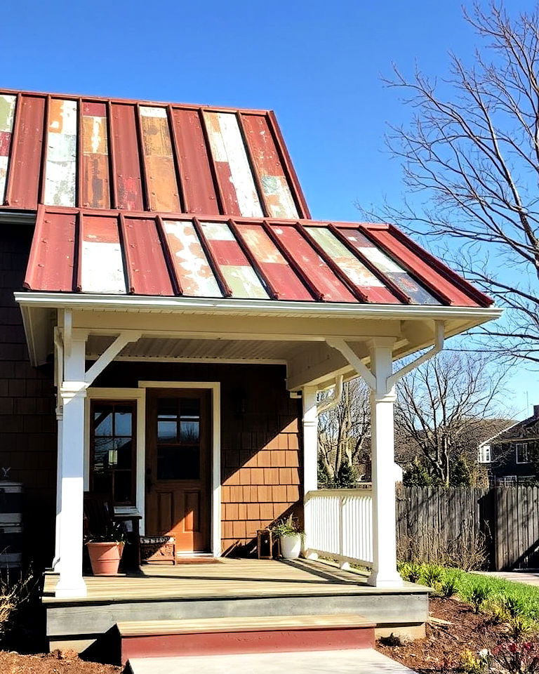 eco friendly recycled metal porch roof - 30 Metal Roof Porch Design Ideas
