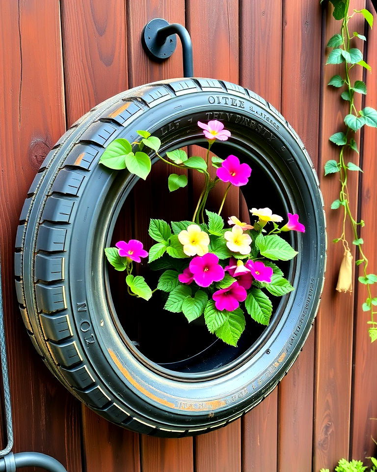 eco friendly repurposed tire planters - 30 Planter Box Ideas