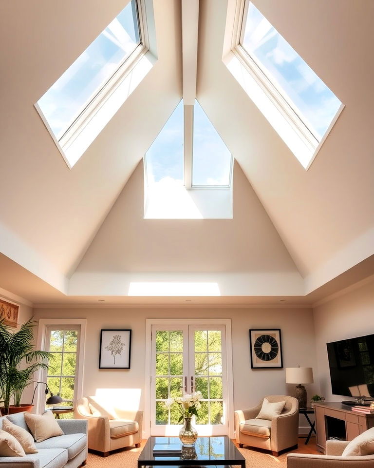 eco friendly skylights in a vaulted ceiling - 40 Vaulted Ceiling Ideas
