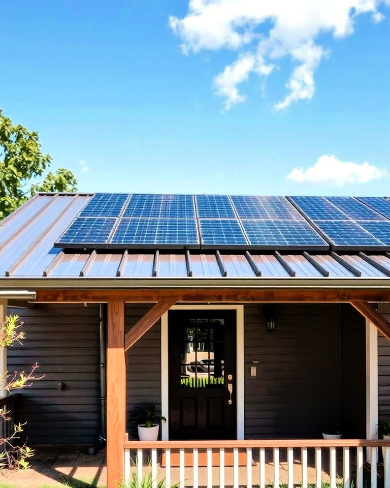 eco friendly solar integrated metal roof - 30 Metal Roof Porch Design Ideas