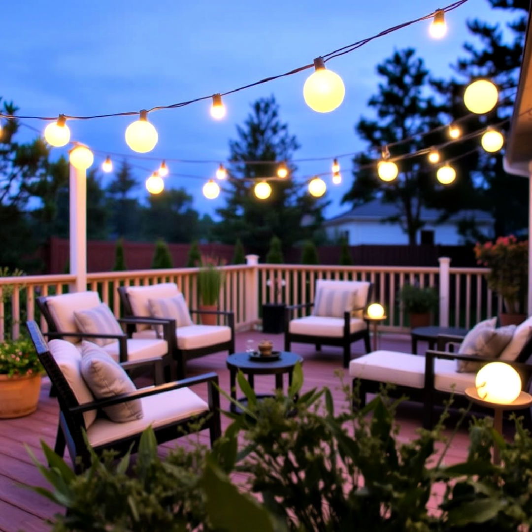 eco friendly solar powered ball lights - 40 Patio String Light Ideas