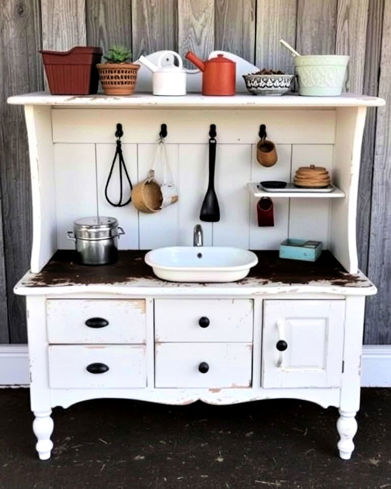 eco friendly upcycled kitchenette - 20 Mud Kitchen Ideas