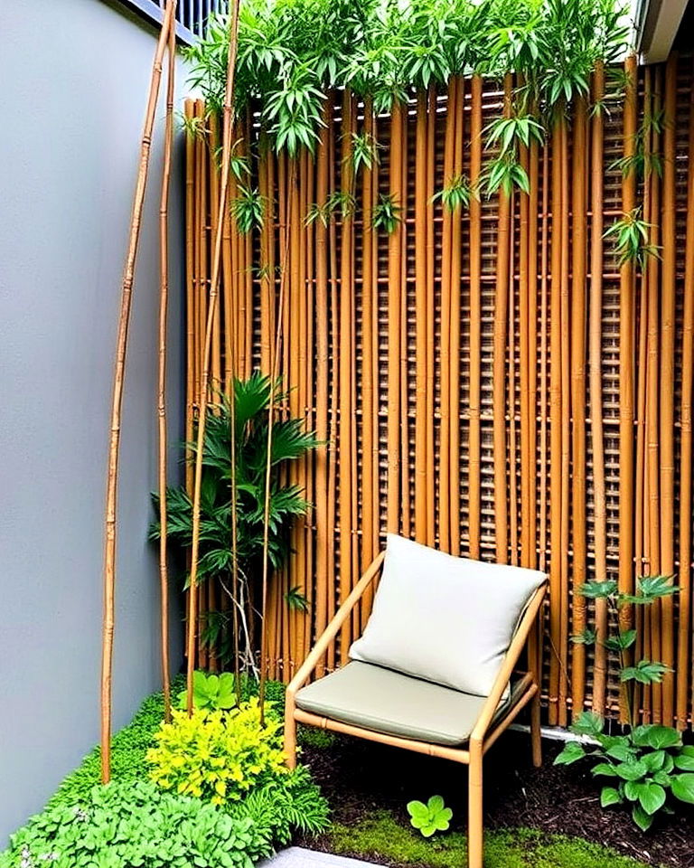 eco friendly zen bamboo screen - 30 Corner Landscaping Ideas