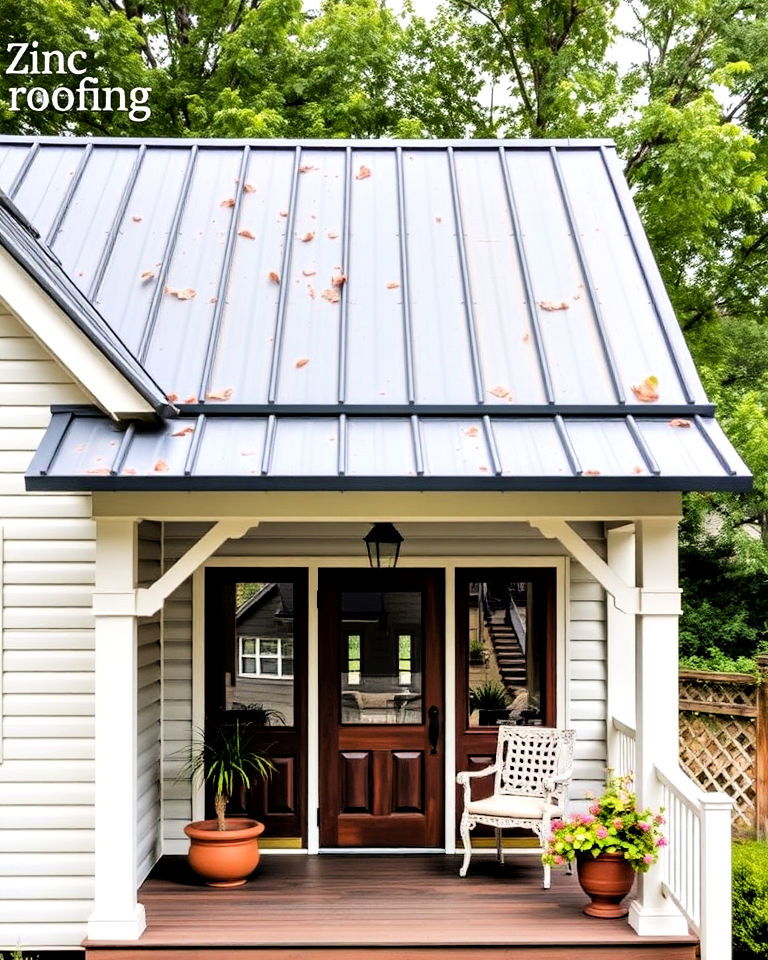 eco friendly zinc roofing for porch - 30 Metal Roof Porch Design Ideas