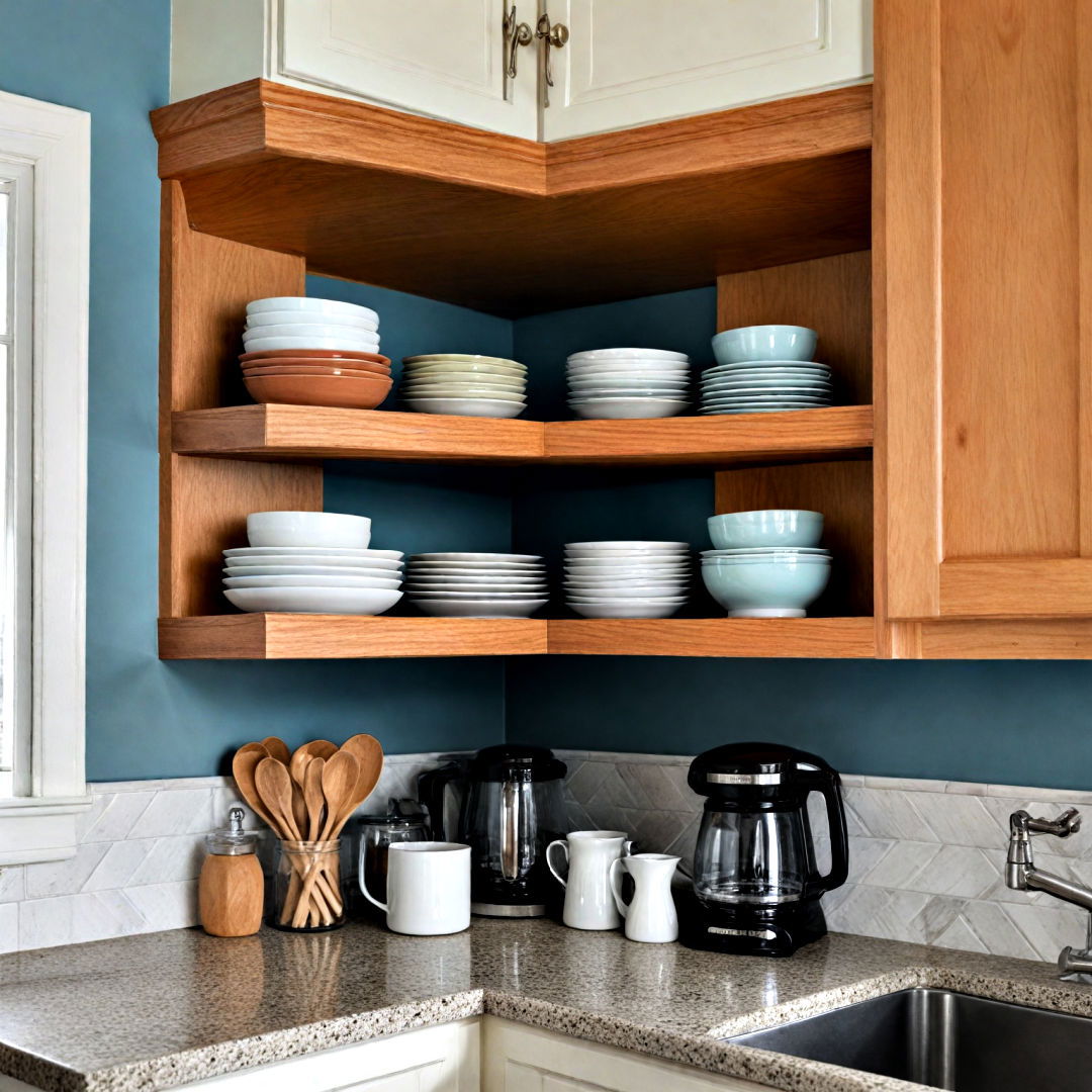 efficient corner shelves - 40 Kitchen Organization Ideas