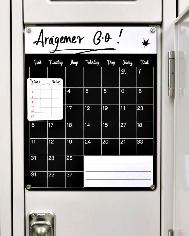efficient magnetic dry erase calendar - 30 Locker Decor Ideas