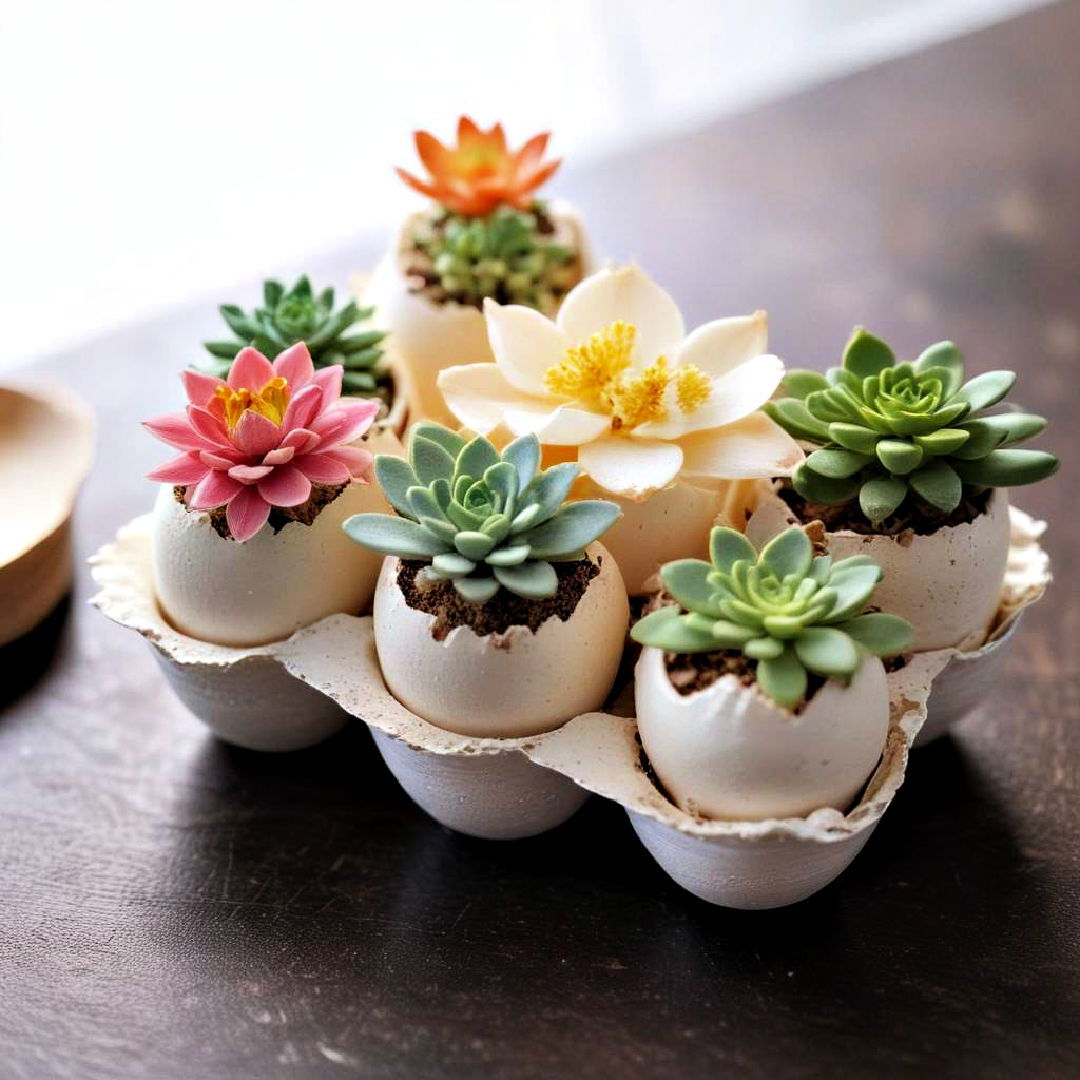 eggshell planters for spring centerpiece - 25 Spring Centerpiece Ideas