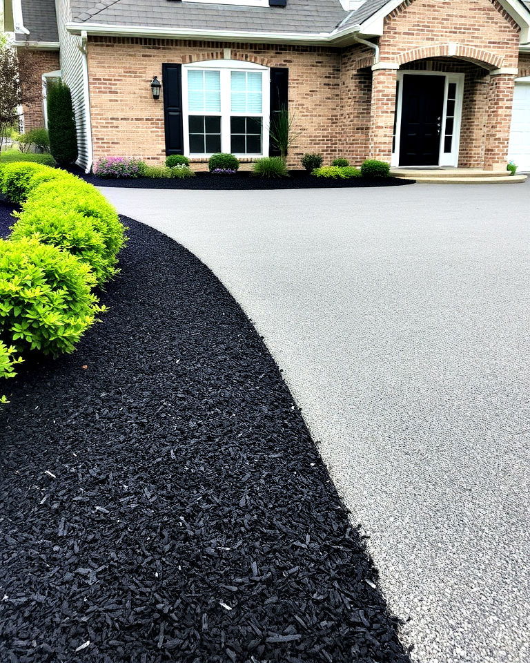 elegant accent driveway with black mulch border - 25 Black Mulch Landscaping Ideas