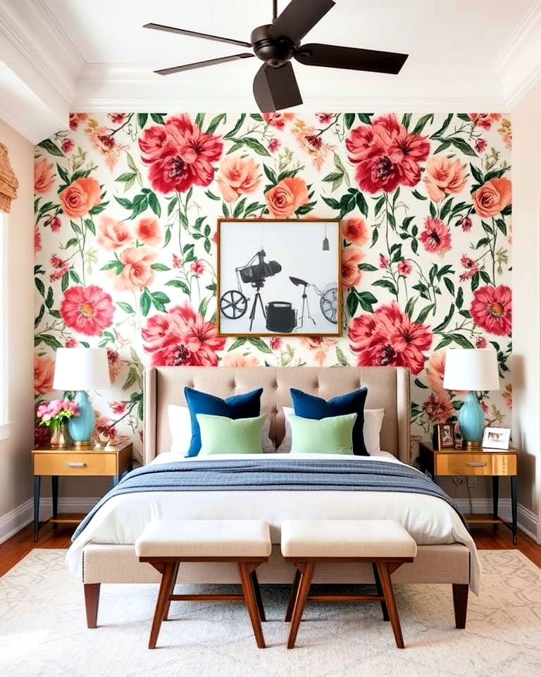 elegant accent wall with wallpaper - 20 Dreamy Bedroom Design Ideas