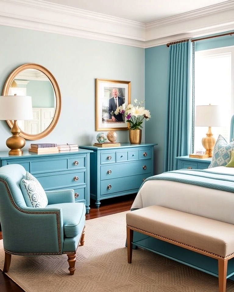 elegant aesthetic teal blue furniture - 25 Luxury Blue Bedroom Ideas