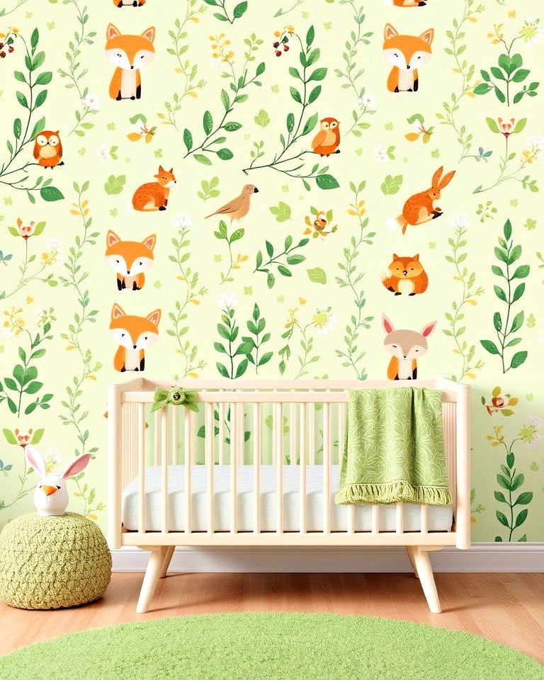 elegant animal themed wallpaper - 25 Green Nursery Ideas