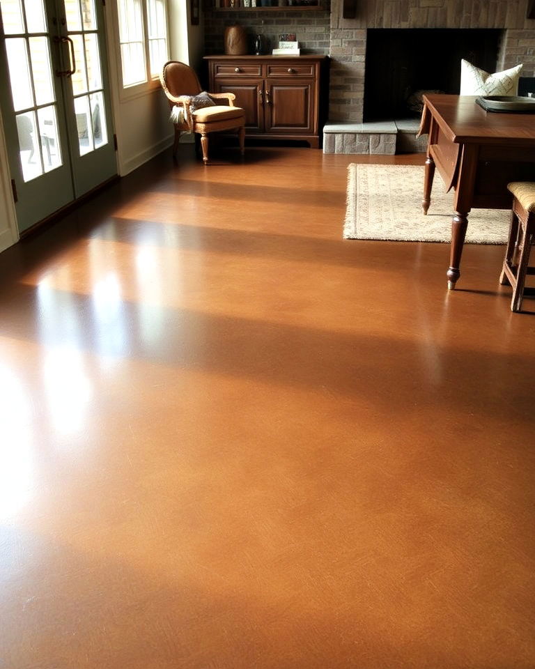 elegant antique bronze stained concrete floor - 25 Stained Concrete Floors