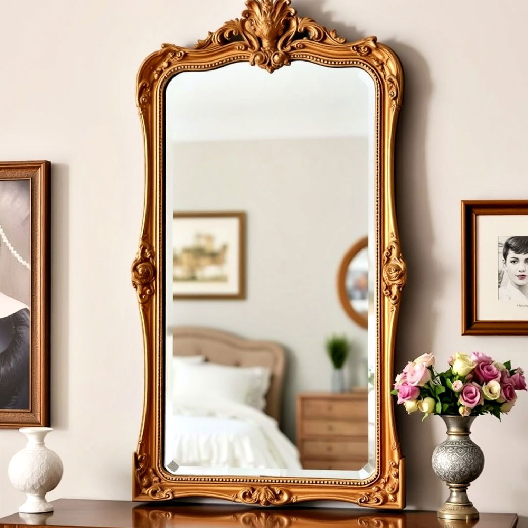 elegant antique gold framed mirror - 25 French Bedroom Decor Ideas