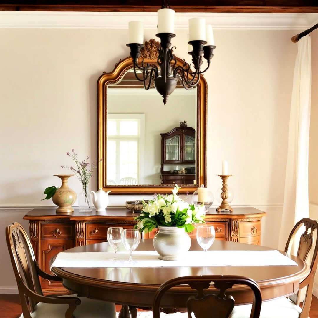 elegant antique mirror - 40 French Country Dining Room Ideas