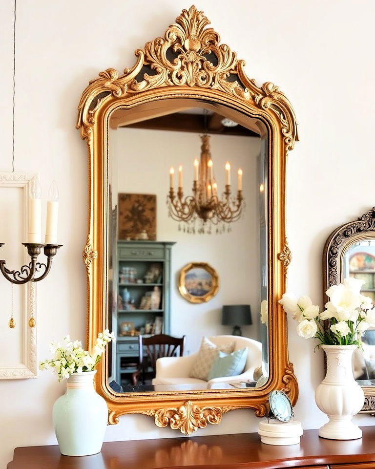 elegant antique mirror - 20 Shabby Chic Bedroom Ideas