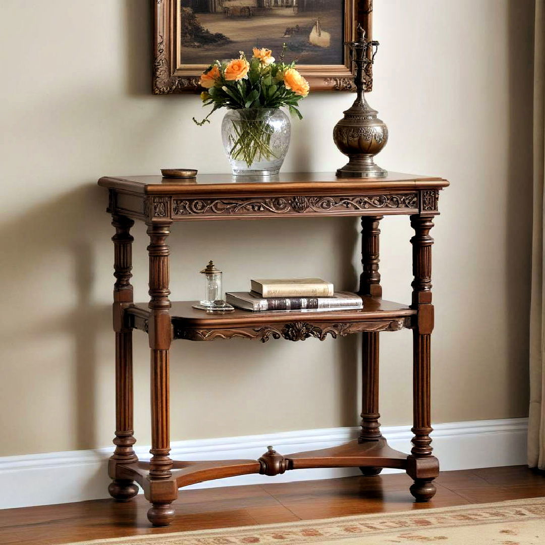 elegant antique side table - 20 Victorian Hallway Ideas