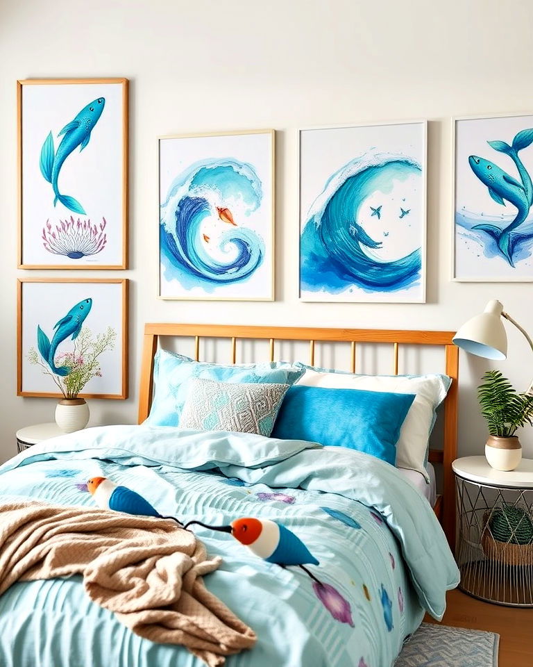 elegant aquatic inspired artwork - 20 Mermaid Room Ideas