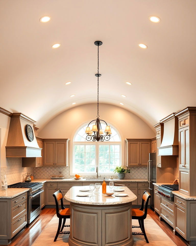 elegant arched vaulted ceiling - 25 Vaulted Ceiling Kitchen Ideas