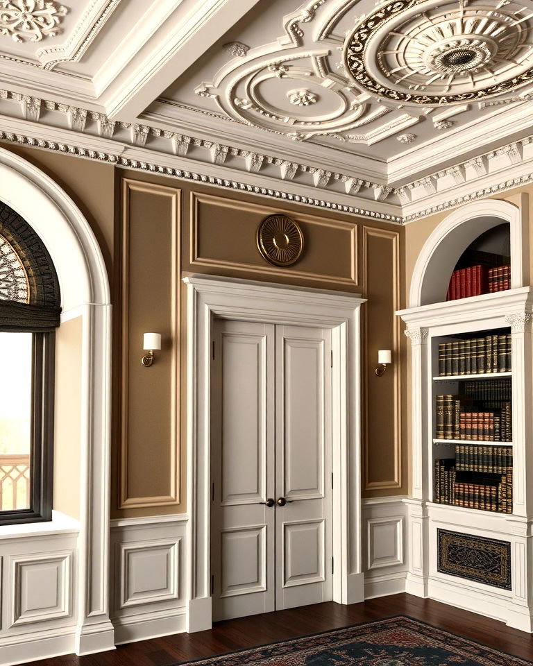 elegant architectural details - 20 Dark Academia Dining Room Ideas