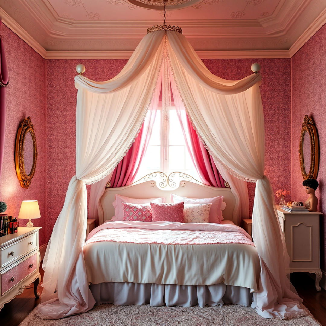elegant barbie inspired canopy bed - 25 Barbie Room Ideas