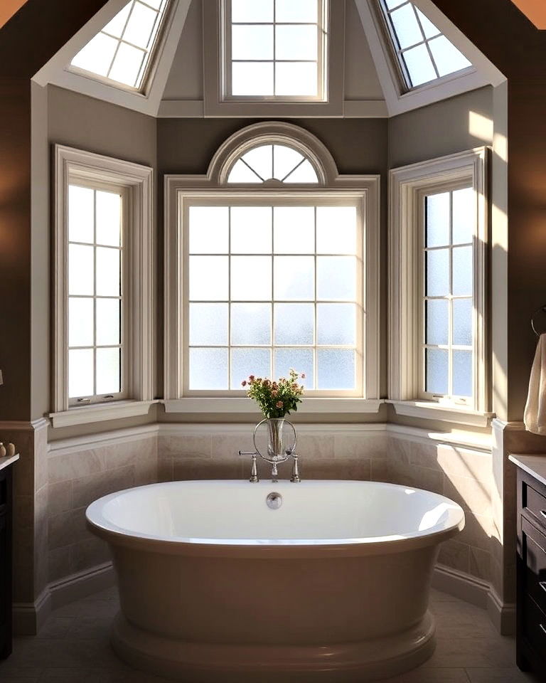 elegant bay window for a spacious feel - 20 Windows Above Bathtub Ideas