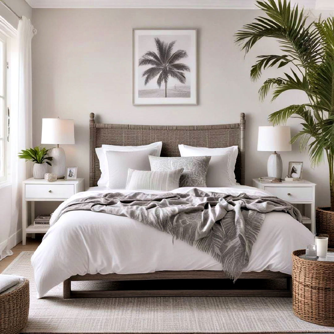 elegant beachy vibe bedroom - 40 Grey and White Bedroom Ideas