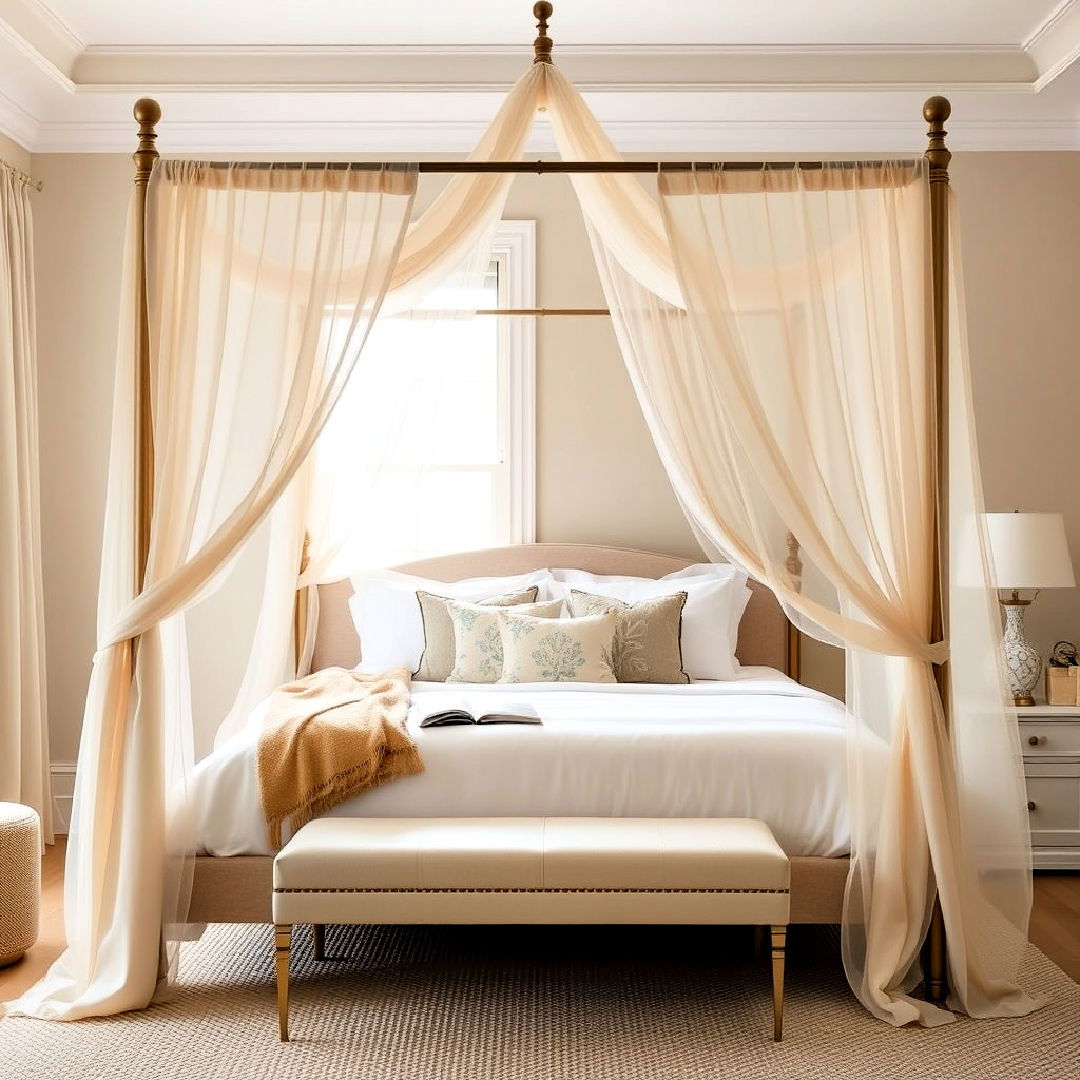 elegant beige canopy bed - 30 Beige Bedroom Ideas