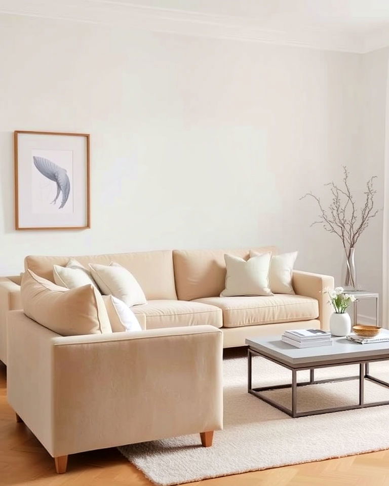elegant beige furniture for living room - 20 Beige and White Living Room Ideas
