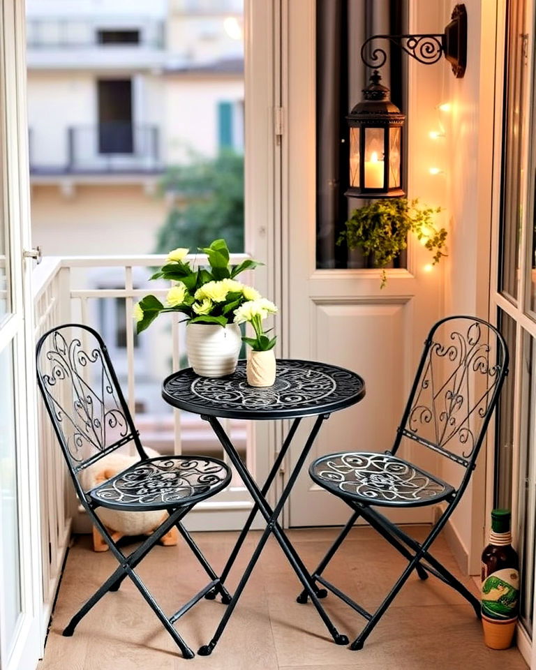 elegant bistro style setup - 25 French Balcony Ideas