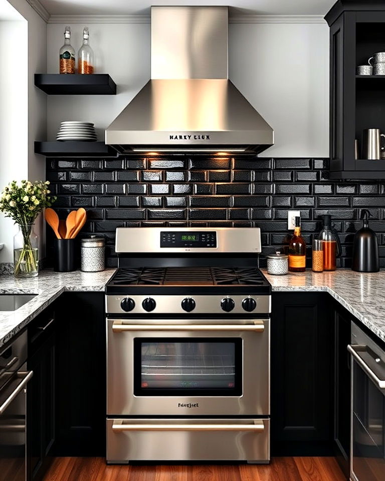 elegant black and steel combo for kitchen - 25 Kitchen With Stainless Steel Appliances