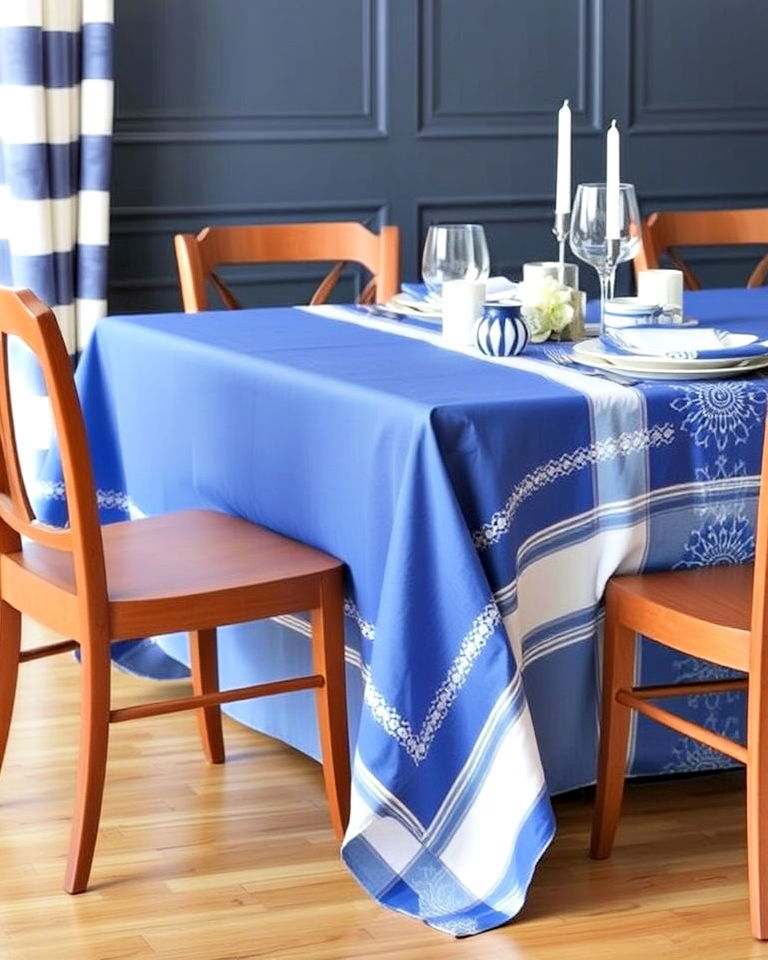 elegant blue and white table linens - 30 Blue and White Decor Ideas