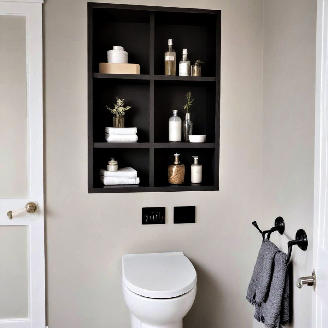 elegant built in niche - 25 Over Toilet Storage Ideas