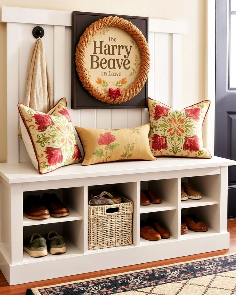 elegant built in storage bench - 50 Foyer Decor Ideas