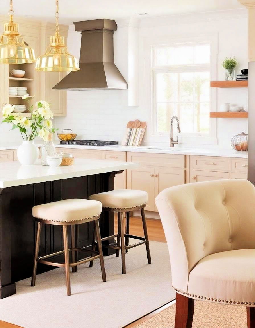 elegant cashmere upholstered seating - 20 Cashmere Kitchen Ideas