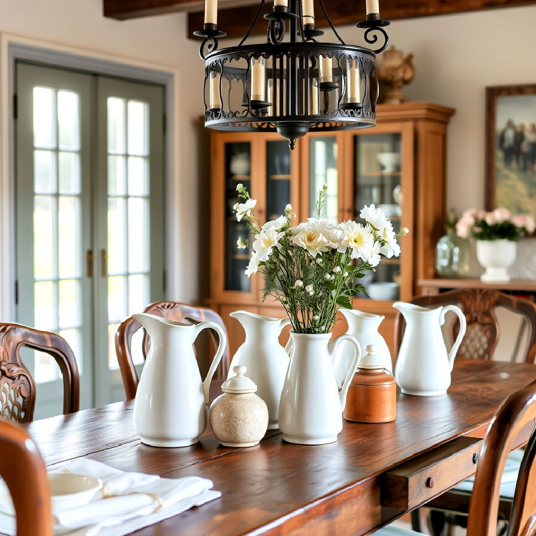 elegant ceramic pitchers - 40 French Country Dining Room Ideas